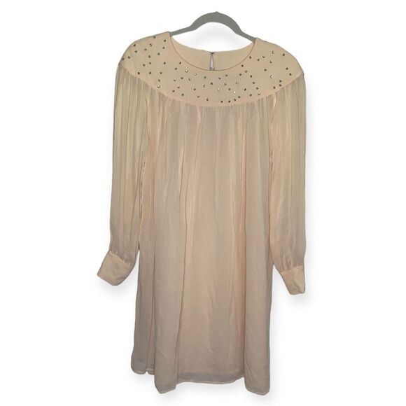 3.1 Phillip Lim 100% Silk Cream Colored Long Sleeved Jeweled Embellished Dress - Picture 1 of 10
